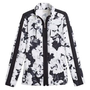 Chico’s Zenergy Neema Black and White Floral Print Jacket Size S